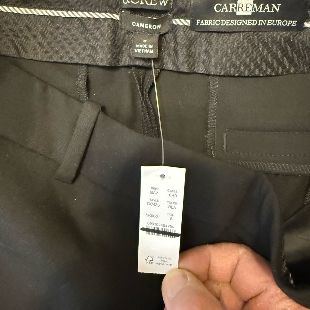 J. Crew New Cameron 4 Season Stretch Black Women's Trousers Pants NWT 8 Black - Picture 7 of 13